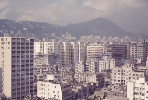 Densely packed buildings in Kowloon
