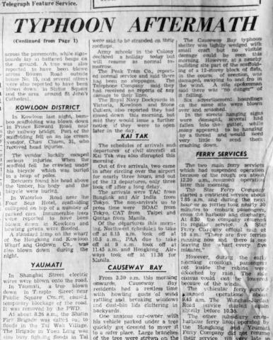 Typhoon Wendy 1957-newspaper report.