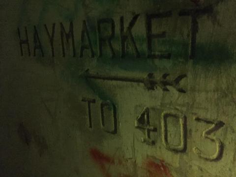 Haymarket tunnel sign at Shing Mun Redoubt 