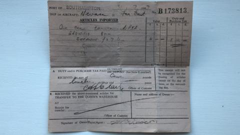 Purchase tax receipt. 1957.