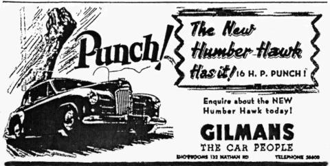GILMANS-the Car People-Humber Hawk-the car with Punch!