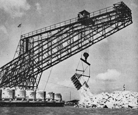 Rock planting machine on a reclamation project-circa 1950