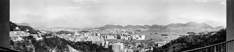 Panorama of Cheung Sha Wan, Sham Shui Po, West Kowloon and harbour. 1971.