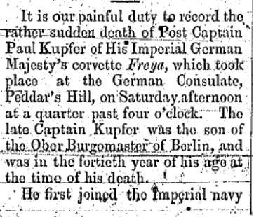 Hong Kong Telegraph Coverage (20 June 1881) on Paul Kupfer's Funeral 1