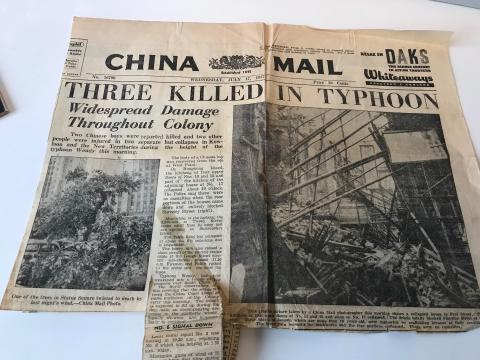 Newspaper cutting  - Typhoon July 17th 1957