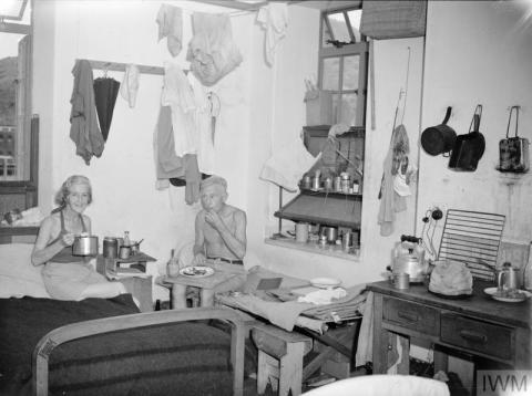 Internees at Stanley after liberation