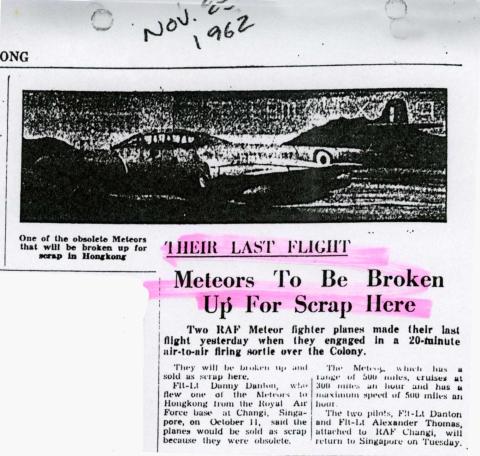 RAF Meteors arrive for scrapping-1962.jpg