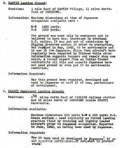 KWANTI & KAM TIN landing grounds-presumably based on BAAG reports-May 1943