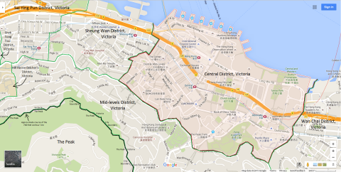 Map of Central District, Victoria, Hong Kong