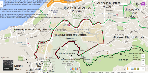 Map of Hill Above Belcher's District, Victoria, Hong Kong