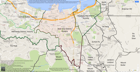 Map of Wan Chai District, Victoria, Hong Kong