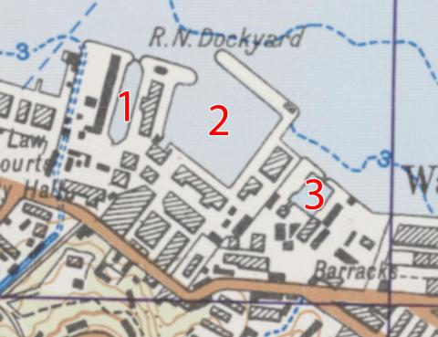 1952 map of Naval Dockyard