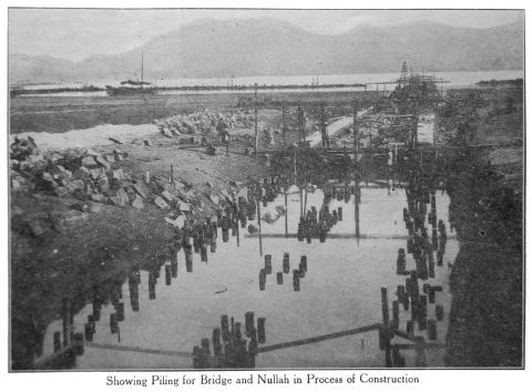 Kai Tak Reclamation 1916-24-Piling-for Bridge on Nullah.