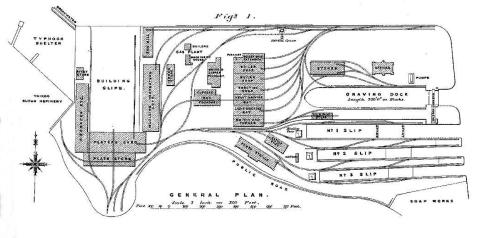 Plan of Taikoo Dockyard - At  time of Construction