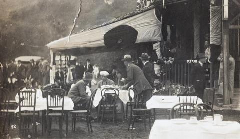 The Prince of Wales having tea at the Polo Ground, Causeway Bay