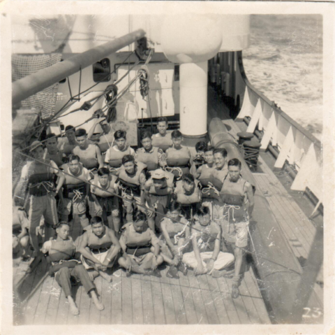Hong Kong Scouts on board Steam Liner Changsha, c1952, 2