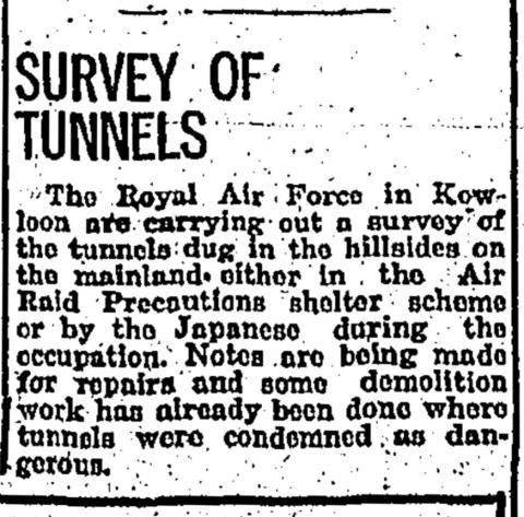 Survey of tunnels-China Mail-15-09-1945