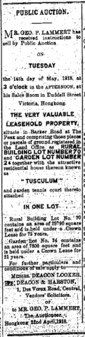Tusculum The Hong Kong Telegraph page 10 11th May 1918.png