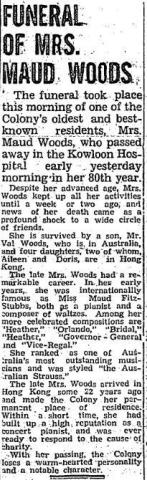 1940 Funeral of Ada Maud Woods WOODS (née FITZ STUBBS, aka Maud)