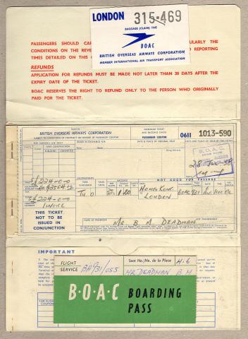 x BOAC ticket.