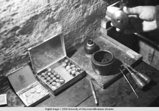 Hong Kong, objects confiscated by police during an opium raid