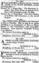 1878 To Let Advertisement - Blue Buildings & Dwelling House Eastward of Pier at Wanchai