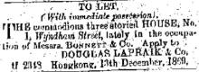 1870 "To Let" Advertisement - 1 Wyndham Street