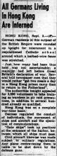 News Article on German's Interned in La Salle College September 3, 1939
