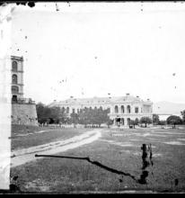 parade ground 1868 with the city hall next to it