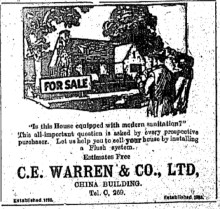 C.E. Warren Co. Ltd House Sale Flush System The Hong Kong Telegraph page 6 28th March 1927