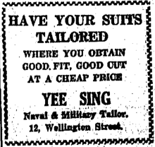 Yee Sing Naval Military Tailor 12 Wellington Street Hong Kong Sunday Herald page 5 21st July 1929