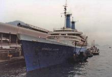 Archille Lauro Italian cruise liner at Ocean Terminal March 1981