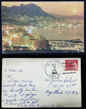 A postcard showing a view of Causeway with the Japanese Daimaru Department Store sent on 7 Nov 1966