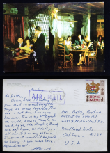 A postcard showing the Chesa Restaurant, Peninsula Hotel, Hong Kong sent to California, USA on 15 May 1970