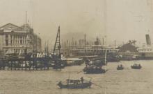 Paddle Steamer Hankow in front of the Harbour Office