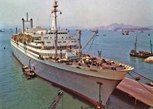 ROTTERDAM berthed at a Kowloon wharves pier-circa 1964