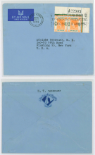An Air Mail envelope of the Gloucester Hotel Hong Kong sent by H.T. Dessauer to Adolphe Dessauer M.D. dated 21 Oct 1954