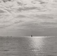 distant sampan on shining water 1956