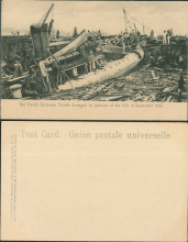 A postcard of the French Destroyer Fronde damaged by typhoon of the 18th September 1906