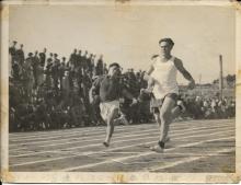 Unknown race in Hong Kong. Chinese Inscription on the bottom and reverse of the picture