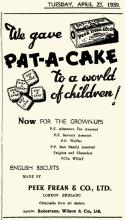 PAT A CAKE-Peak Frean Co -HK Daily Press 25 04 1939
