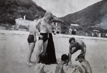  Repulse Beach, HMS Vindex crew; (from Eric Soper signaller, rear right)  (Vindex in HK for repairs 1-24 Jun 1946)  