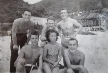  Repulse Beach, HMS Vindex crew; (from Eric Soper signaller, rear right)  (Vindex in HK for repairs 1-24 Jun 1946)  