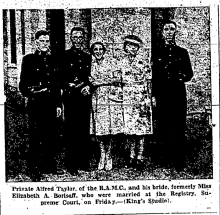 Wedding of Alfred Taylor and Elizabeth Borisoff Hong Kong Daily Press page 6 2nd September 1940