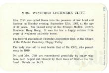 Winifred Clift Obituary Notice