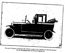 Citroen Limousine of the Hongkong and Kowloon Taxicab Co. Hong Kong Telegraph page 8 19th May 1923