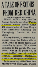 Father Ambrogio Poletti mentioned in China, The Great Contemporary Issues, The New York Times 1972 - page 1