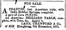 Phaeton and Java Ponies Hong Kong Daily Press page 1 5th January 1872