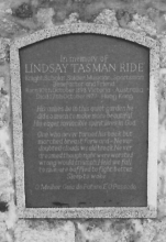 Memorial stone of Sir Lindsay Tasman Ride