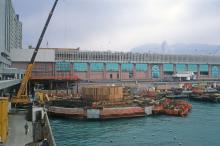 Ocean Terminal start of construction of spiral access road for cars to upper decks 